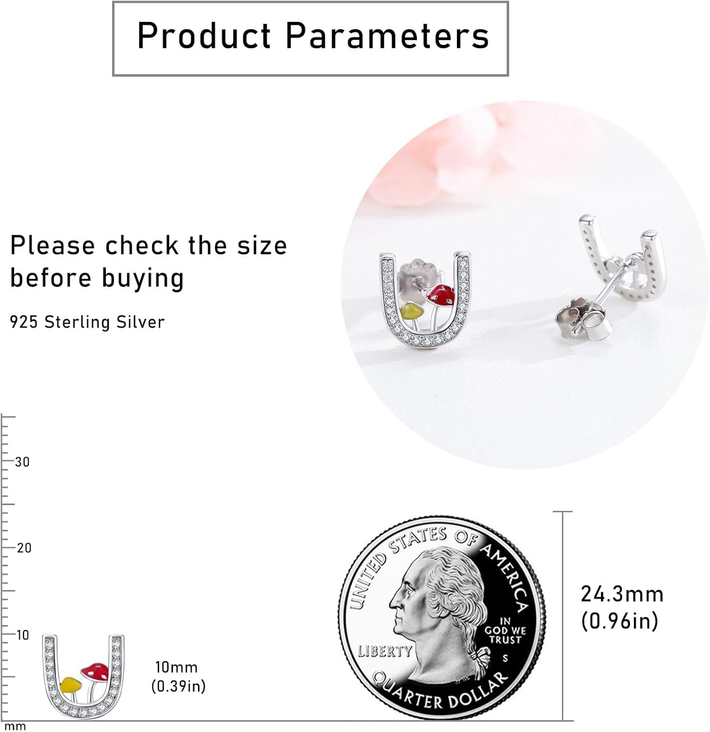 Sterling Silver Opal CZ Mushroom Stud Earrings for Women-0-5