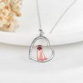 wholesale 925 Sterling Silver Heart-Shaped Otter Pendant Necklace with Cubic Zirconia Gifts for Women-0-2