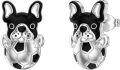 wholesale 925 Sterling Silver French Bulldog Soccer Ball Stud Earrings for Women and Men Gifts-0-0