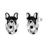 wholesale 925 Sterling Silver French Bulldog Soccer Ball Stud Earrings for Women and Men Gifts-Soccer Dogs