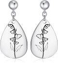 wholesale Sterling Silver Floral Teardrop Earrings w Birth Flower Engraved Gift for Women-0-20