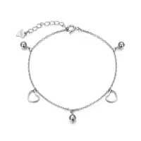 TOUPOP Sterling Silver Heart Bead Anklet Adjustable Ankle Bracelet Jewelry Christmas Valentine Mothers Day Birthday Gifts for Women Her Wife Girls-style_name:Heart Bead Anklet
