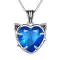 wholesale 925 Sterling Silver Cat Heart Pendant Necklace-0-0