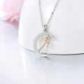 wholesale 925 Sterling Silver Running Girl Moon Pendant Necklace for Women Girls Sports Lover Gifts-0-1