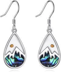 wholesale 925 Sterling Silver Mountain Abalone Shell Teardrop Dangle Earrings-Teardrop Mountain Seed Earrings