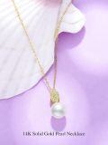 TOUPOP 14K Gold Pearl Necklace with Bow Heart Dolphin Pendant-0-1