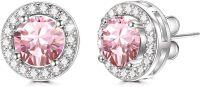 wholesale 925 Sterling Silver Austrian Crystal Birthstone Studs Earrings Hypoallergenic  Halo Gift for Her-October