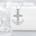 wholesale 925 Sterling Silver Tree of Life Anchor Pendant Necklace with Blue Crystal Accents and Chain for Women's Nautical Sailor Jewelry-0-3