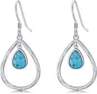 wholesale Sterling Silver Turquoise Dangle Earrings Boho Victorian Jewelry Gifts-PEAR
