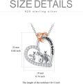 wholesale 925 Sterling Silver Mama Bear Pendant Necklace with Cub Design and Heart Charm-0-5