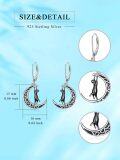 wholesale 925 Sterling Silver Moon & Star Cat Dangle Drop Earrings Gothic  for Her-0-1
