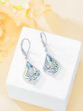 wholesale 925 Sterling Silver Abalone Shell Lotus Flower Drop Earrings  for Women Girls-0-3