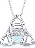 wholesale Sterling Silver & Opal Celtic Claddagh Trinity Knot Necklace - 20mm Pendant, 18+2 Chain, High Polish, 925 Stamped, Hypoallergenic Gift for Women-0-0