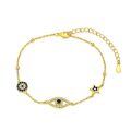 wholesale Gold 925 Sterling Silver Evil Eye Star Anklet with Blue Stones and CZs for Women-0-0