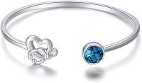 wholesale Sterling Silver Simulated Birthstone Stethoscope Cuff Bracelet for Nurse Doctor Gifts-Blue