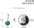 wholesale 925 Sterling Silver Yellow Jade Round Ball Leverback Dangle Drop Earrings for Women-0-6