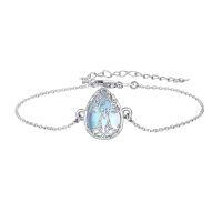 wholesale 925 Sterling Silver Tree Of Life Tear Drop Pendant Bracelet-Moonstone-2 Sister Bracelet