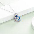 wholesale 925 Sterling Silver Heart Family Pendant Necklaces for Women I Love You Forever Blue Crystal Mothers Day Gifts-0-2