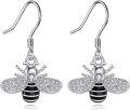 wholesale 925 Sterling Silver Honeybee Drop Earrings with Cubic Zirconia for Women Girls  3cm Long-0-0