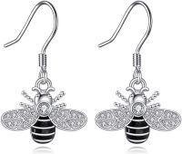 wholesale 925 Sterling Silver Honeybee Drop Earrings with Cubic Zirconia for Women Girls  3cm Long-Bee