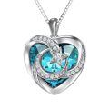 TOUPOP 925 Sterling Silver Crystal Moon Star Heart Necklace-0-0