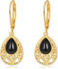 wholesale 925 Sterling Silver Teardrop Black Onyx Filigree Drop Earrings Gift for Women-0-0