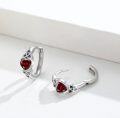 wholesale 925 Sterling Silver Red Crystal Celtic Knot Heart Huggie Hoop Earrings for Women-0-5