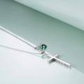 wholesale 925 Sterling Silver Cross Pendant With Blue Opal And Philippians Inscription-0-81