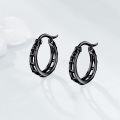 wholesale Black  Bamboo Patterned Small Hoop Earrings 6mm Diameter - Lightweight & Comfortable Fit for Women (2 Pairs)-0-1