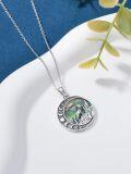 wholesale 925 Sterling Silver Abalone Shell Howling Wolf Moon Phases Pendant Necklace for Women-0-2