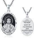 wholesale 925 Sterling Silver Saint Peter Patron of Fishermen and Shipbuilders Pendant Necklace for Men & Women-0-0