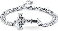 wholesale 925 Sterling Silver Norse Thors Hammer VegvÃ­sir Tree Of Life Charm Bracelet For Men & Women-Valknut