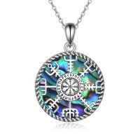 wholesale 925 Sterling Silver Vegvisir Compass Necklace Wholesale With Abalone Inlay-viking compass-1