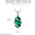 wholesale 925 Sterling Silver Malachite Pendant Necklace - 1.15 Inch Green Stone on 18+2 Inch Chain, Lead & Nickel Free, Gift Box-0-5