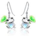 wholesale 925 Sterling Silver Frog Heart Moonstone Drop Earrings for Women-0-0