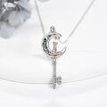 wholesale 925 Sterling Silver Moon Key with Fox Pendant Necklace - Gifts for Women and Girls-0-2
