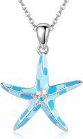 wholesale 925 Sterling Silver Blue Glowing Starfish Pendant Necklace for Women Girls Mothers Day Gift-0-0