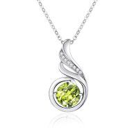 wholesale 925 Sterling Silver Opal CZ Moonstone 12 Month Birthstone Necklace for Women-08-Aug-Lab Created Peridot