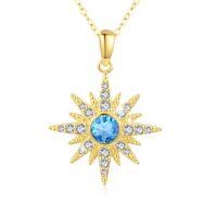 wholesale 925 Sterling Silver Sunburst Pendant With Opal And Cubic Zirconia-March Stone
