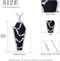 wholesale 925 Sterling Silver Black Onyx Coffin with Bats Pendant Necklace-0-5