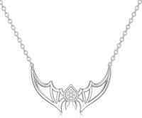 wholesale 925 Sterling Silver Lab-Grown Cubic Zirconia Bat Pendant Necklace for Women-Type 1