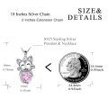 wholesale 925 Sterling Silver Cute Cat Necklace Wholesale With Pink Heart Pendant-0-3