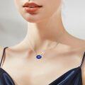wholesale 925 Sterling Silver Lapis Lazuli Oval Cut Gemstone Pendant Necklace for Women Fine  for Mom Wife Friends-0-1