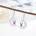 wholesale  Sterling Silver Cancer Awareness Ribbon Moon Dangle Leverback Earrings for Women Survivor Jewelry -0-4