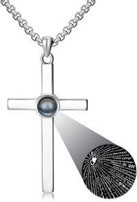 wholesale 925 Sterling Silver Teardrop Crystal Cross Projection Necklace for Women and Men Personalized Photo Pendant Elegant s-Cross-4