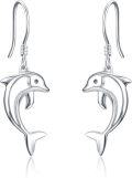 wholesale 925 Sterling Silver Dolphin Drop Earrings for Women and Girls-0-0