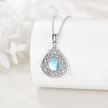 wholesale 925 Sterling Silver Blue Rainbow Moonstone Filigree Teardrop Heart Pendant Necklace for Women-0-3