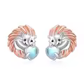 wholesale 925 Sterling Silver Heart-Shaped Moonstone Hedgehog Stud Earrings for Women and Men-0-0