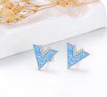 wholesale Sterling Silver Opal V Shape Stud Earrings for Women Minimalist-0-2