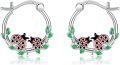 wholesale S925 Sterling Silver Ladybug Hoop Earrings - Valentines Day Gift for Her-0-0